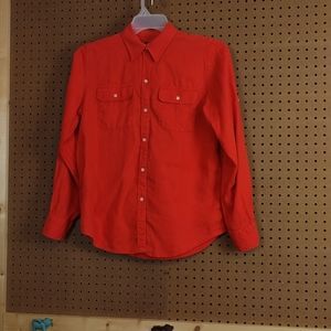 100% linen utility style shirt size medium orange